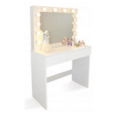 Masa de toaleta oglinda iluminata cu 12 led-uri alb cald 80x40x140 cm mdf alb